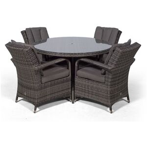 Arizona Round Rattan Patio Dining Set - Grey / 9 by Giardino