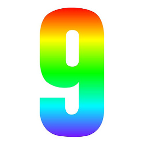 Rainbow Self Adhesive Number Sticker - 9