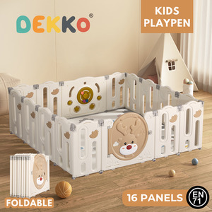 Foldable Baby Playpen - White / 16 Panels by Dekko