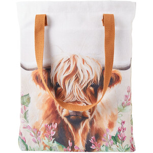 Highland Cow Canvas Tote Bag - Natural