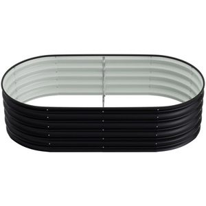 Oval Metal Raised Garden Bed - Anthracite / 160cm / 42cm by Garden Sanctuary