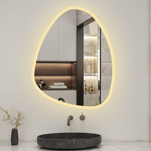 Asymmetrical LED Bathroom Mirror Dimmable Anti-Fog - White by AicaBathroom