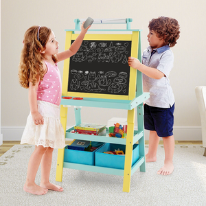 Children's Double-Sided Art Easel with Paper Roll - Yellow by Costway