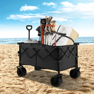 Costway Folding Collapsible Wagon Utility Outdoor Camping Beach Cart - Black by Costway