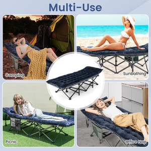 Outdoor Camping Cot Pads Velvet Sleeping Mattress - Navy by Costway