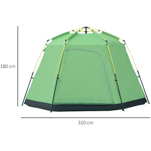 Outsunny 6 Person Camping Tent Pop-up - Green, Black by Outsunny