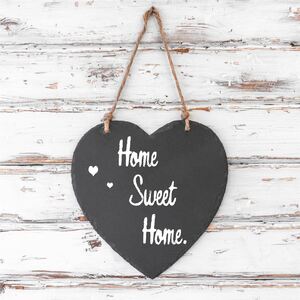 Slate Heart Hanging Notice Board Rustic Restaurant Kitchen Memo Chalkboard - Grey / 1 by Nicola Spring