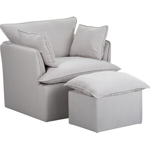 Snuggle Armchair with Stool - Grey