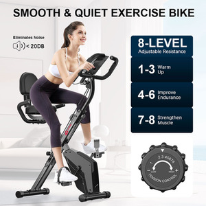 3 In 1 Folding Exercise Bike with 8-Level Adjustable Resistance - Black