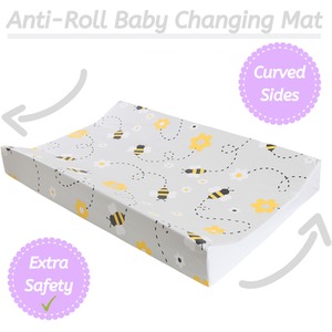 Anti-Roll Wedge Baby Changing Mat - Grey Bee / Grey Bee by Babycurls