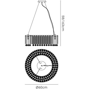 Empire 60cm Ceiling Pendant Chandelier, 9 Light G9, Polished Chrome, Crystal - Polished Chrome