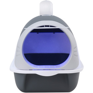 Space Capsule Shaped Cat Litter Box with UV Sterilizer Lamp - Grey by Livingandhome