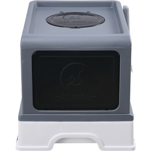 Reinforced Drawer-Style Cat Litter Box with Dual Openings - Grey by Livingandhome