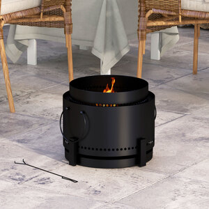 Outsunny Round Metal Smokeless Fire Pit - Black by Outsunny