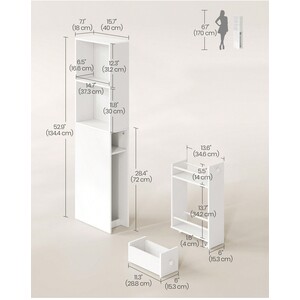 Tall Slim Bathroom Storage Unit - White by VASAGLE