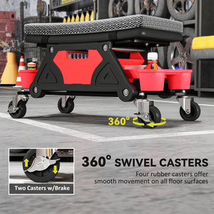 HOMCOM Capacity Rolling Mechanic Stool - Black by HOMCOM