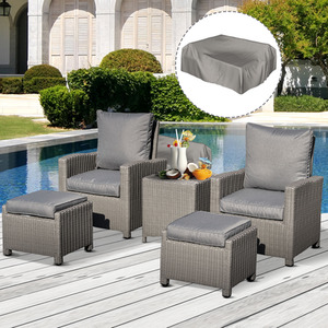 Outsunny Outdoor Rattan Lounge with Coffee Table Set - Grey by Outsunny