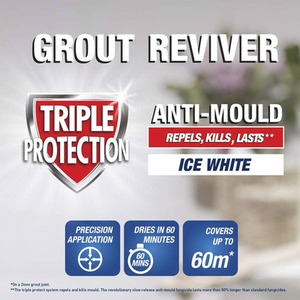 Pack of 2 Triple Protection Anti-Mould Grout Reviver Pen - White by Unibond