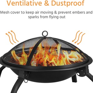 Fire Pit Portable Folding Cooking Grill - Black