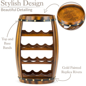 Wooden Barrel Wine 14 Bottle Holder - Brown by Christow