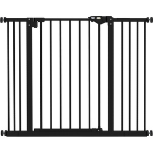 Dog Gate Pressure Fit Pet Safety Barrier - Black / Metal Plastic / 74 - 100 cm by PawHut