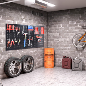 Garage Storage Pegboard Wall Organizer Kit - Black by Costway