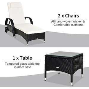 Outsunny Wicker Rattan Sun Lounger Set - Black by Outsunny