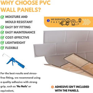 3D Wall Panels (96x48 cm) PVC Cladding Panel Rustic Brick Effect by NOVECRAFTO