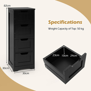 Costway Floor Storage Cabinet Bathroom Cabinet - Black by Costway
