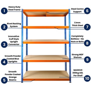 Extra Heavy Duty Racking Shelving 5 Levels - Blue & Orange / 120cm / 45cm by Trade Price Deals