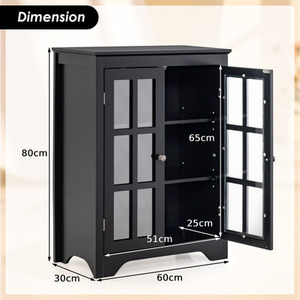 Bathroom Floor Cabinet Freestanding Display Storage Cabinet - Black by Costway