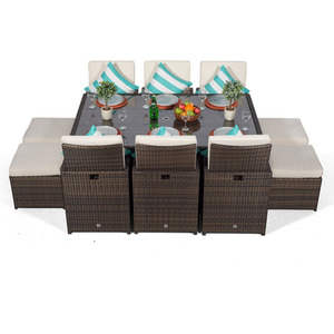 Giardino Rattan Cube Dining Set - Brown / 6 by Giardino