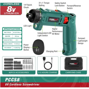 Cordless Electric Screwdriver 82 Peaces Set - Green