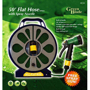 50ft (15m) Flat Garden Hose with Spray Nozzle - Green by Samuel Alexander