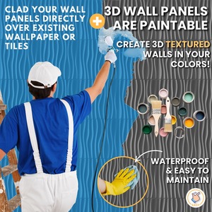 3D Wall Panels (50cm x 50cm) PVC Cladding Panel in Silver Waves Design by NOVECRAFTO