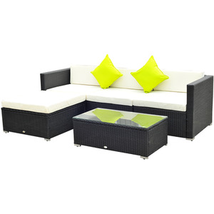 Outsunny 5 Pieces Rattan Sofa Set - Black by Outsunny