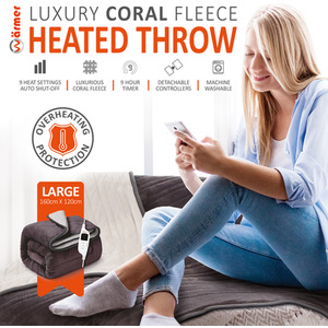 Electric Heated Throw - Grey / Double / 160cm by WARMER