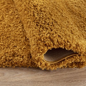 Desire Rugs Plain Living Room Fluffy Shaggy Area Rugs - Gold / 120x120 by Desire Rugs