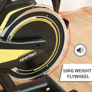 HOMCOM Upright Exercise Bike with Adjustable Resistance Seat - Black and Yellow by HOMCOM