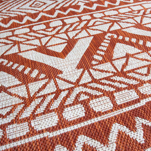 Rust Orange Aztec Tribal Flatweave Indoor Outdoor Rug by The Rug House