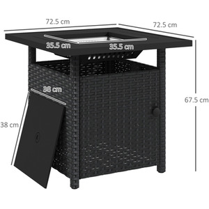 Outsunny 50,000 BTU Output Rattan Fire Pits for Garden - Black by Outsunny