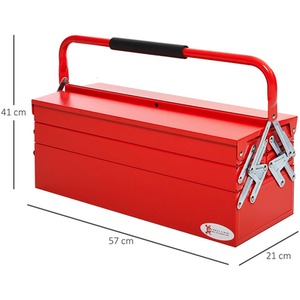 DURHAND 3 Tier Metal Tool box - Red / 41cm / 21 - 34 cm by DURHAND
