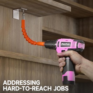 12V Cordless Drill Rechargeable Electric Driver Kit - Pink