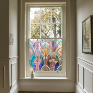 Inarzo Art Deco Stained Glass Privacy Window Film by Creative Printing