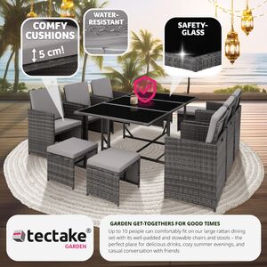 Malaga 641 Rattan Garden Furniture Set with Protective Cover by tectake