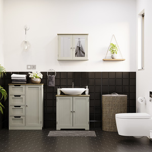 Priano 2 Door Mirrored Wall Cabinet - Light Grey by Vida Designs