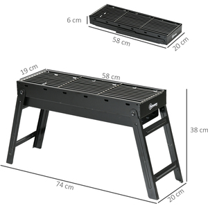 Outsunny Portable Charcoal Grill - Black / 20cm by Outsunny