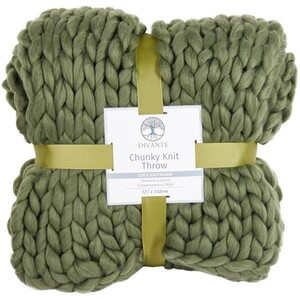 Divante Chunky Knit Throw - Olive by Divante