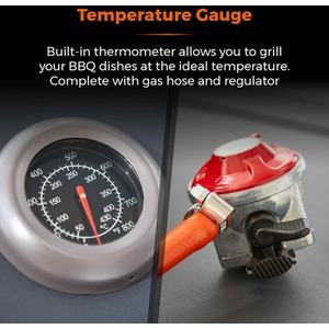 Stealth Plus Three Burner BBQ with Side Burner - Grey by Tower