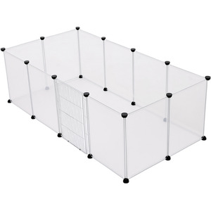 Modular Transparent Pet Fence with Door - Transparent / 45 - 180 cm by Livingandhome